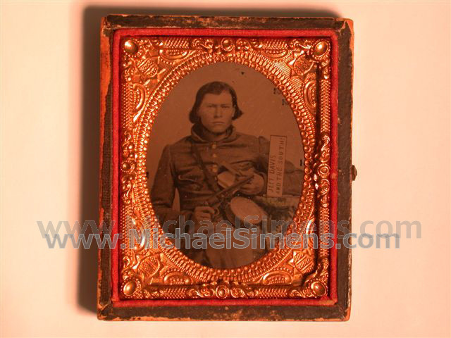 CONFEDERATE CIVIL WAR IMAGE WITH ULTRA-RARE AND DESIREABLE " JEFF DAVIS AND THE SOUTH! " MOTIF