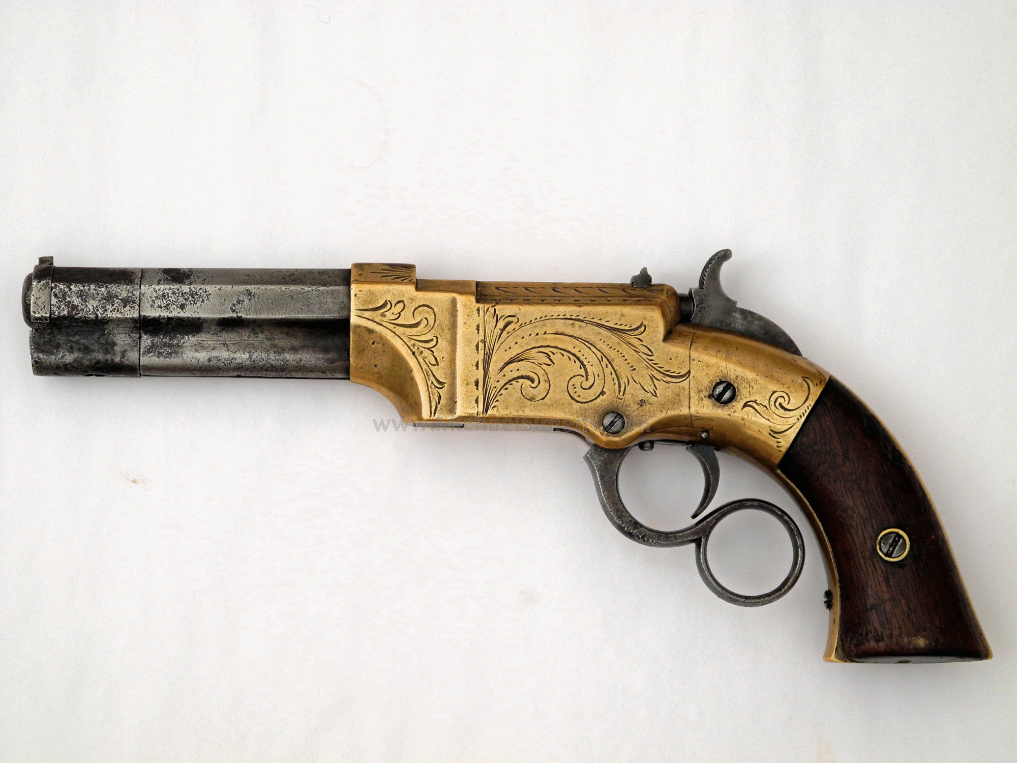 FACTORY ENGRAVED VOLCANIC PISTOL WITH 4" BARREL