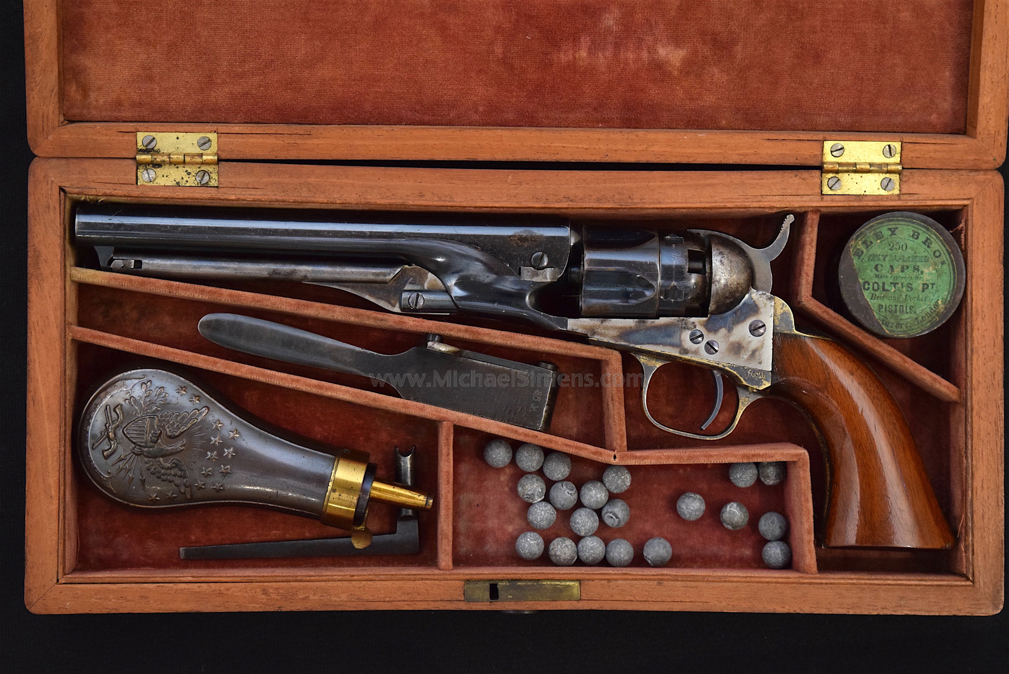 EXCELLENT COLT 1862 POLICE REVOLVER CASED WITH ACCESSORIES