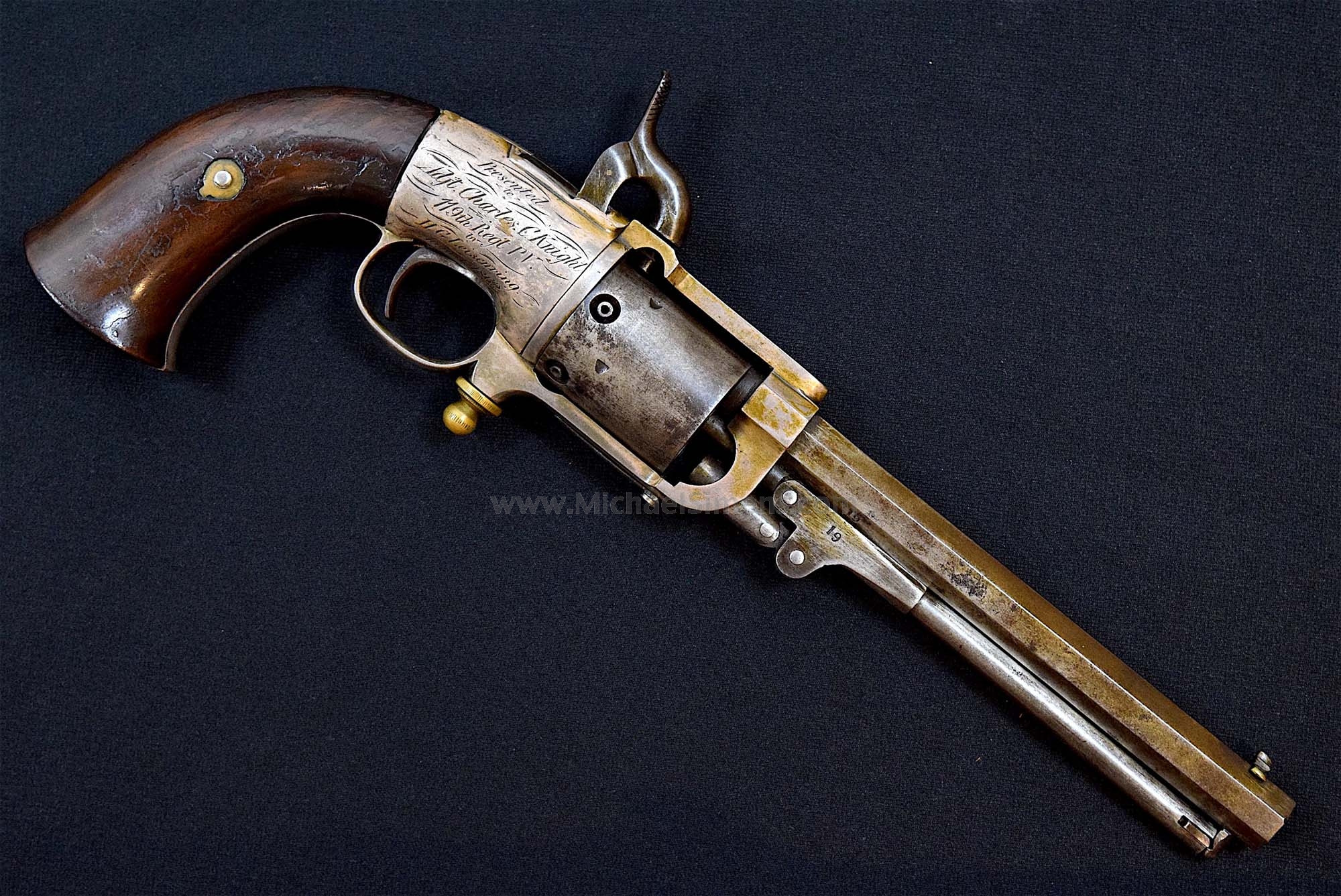 IMPORTANT, INSCRIBED BUTTERFIELD REVOLVER. POSSIBLY ONLY KNOWN!