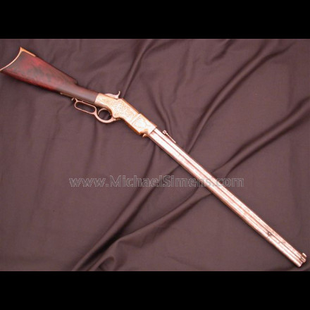 ANTIQUE HENRY RIFLE, ENGRAVED.