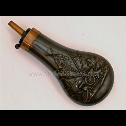 ANTIQUE COLT POWDER FLASK FOR THE COLT NAVY OR ARMY.