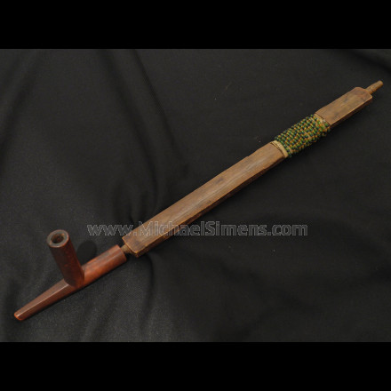 Original Indian Catlinite Pipe with carved and beaded stem