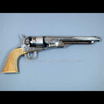 COLT 1860 ARMY REVOLVER, FACTORY ENGRAVED WITH FACTORY IVORY GRIPS.