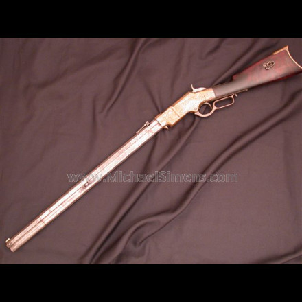 ANTIQUE HENRY RIFLE, ENGRAVED.