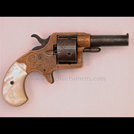 ANTIQUE COLT "NEW HOUSE" REVOLVER, NEW YORK ENGRAVED AND BEAUTIFUL PEARL GRIPS.