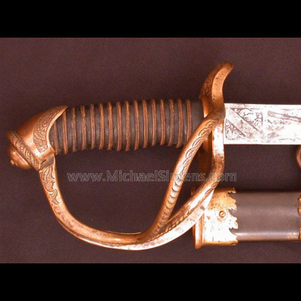 CIVIL WAR CAVALRY OFFICERS SABRE. 1ST MODEL SAURBIER, INSCRIBED AND IDENTIFIED.