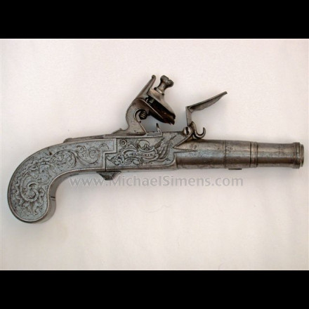 BRITISH FLINTLOCK PISTOL WITH CANNON BARREL FOR SALE - HISTORICAL ARMS