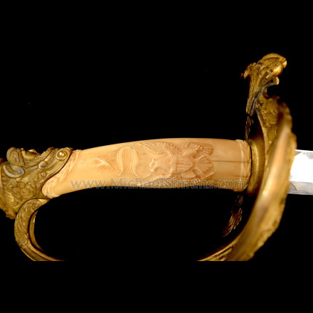 OUTSTANDING, INSCRIBED CIVIL WAR SABER WITH CARVED IVORY GRIP