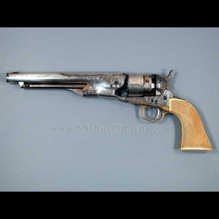 COLT 1860 ARMY REVOLVER, FACTORY ENGRAVED WITH FACTORY IVORY GRIPS.